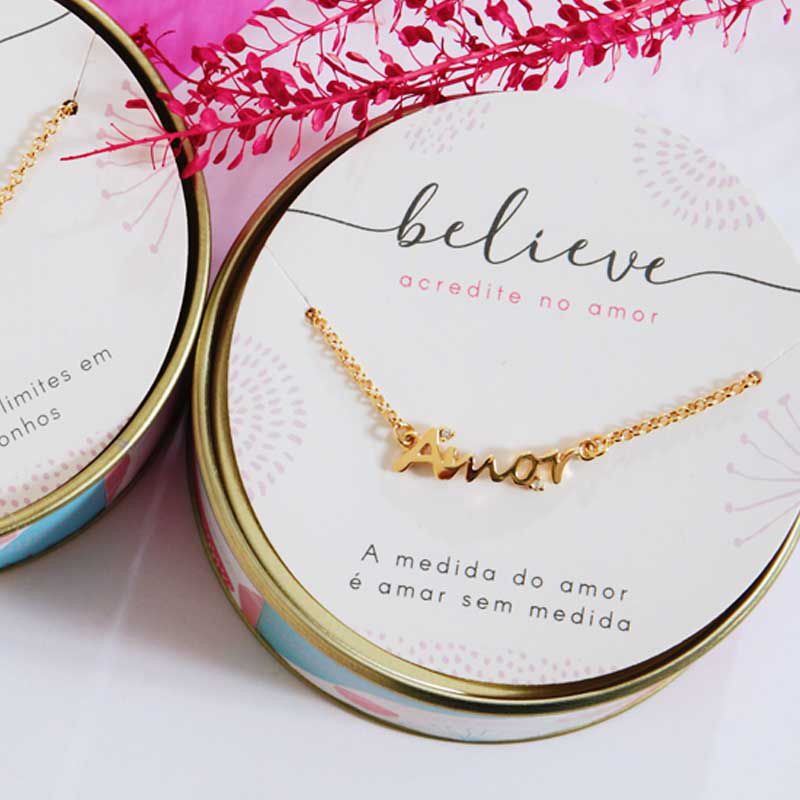 Pulseira Believe Amor e Zircônia Banho de Ouro 18k