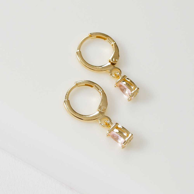 Mini Argola Pingente Rosa Banho de Ouro 18k