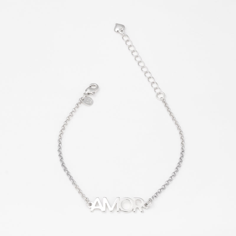 Pulseira Amor Banho de Ródio Branco